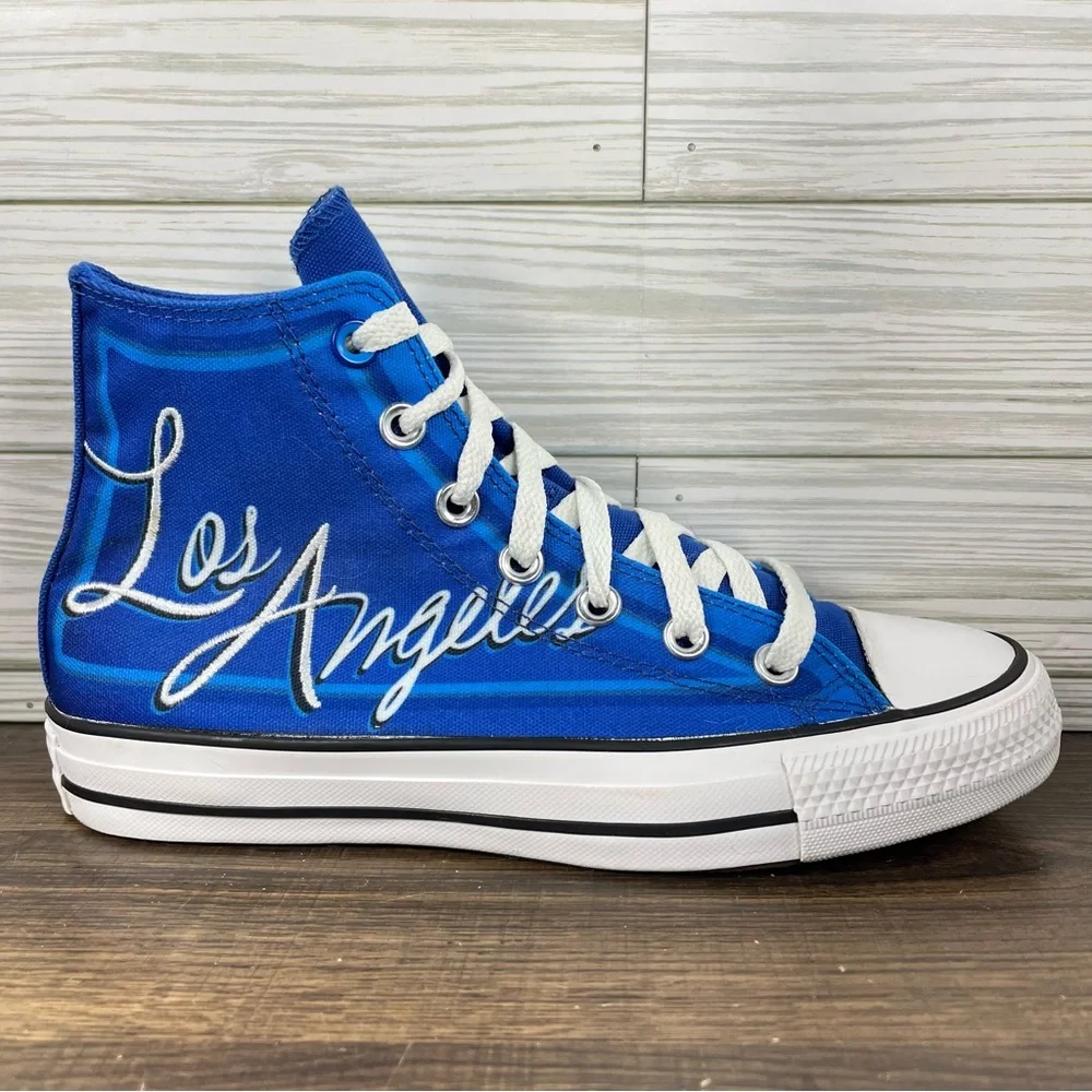 Converse High Top Sneakers in Bright Blue and White - Picture 2 of 10